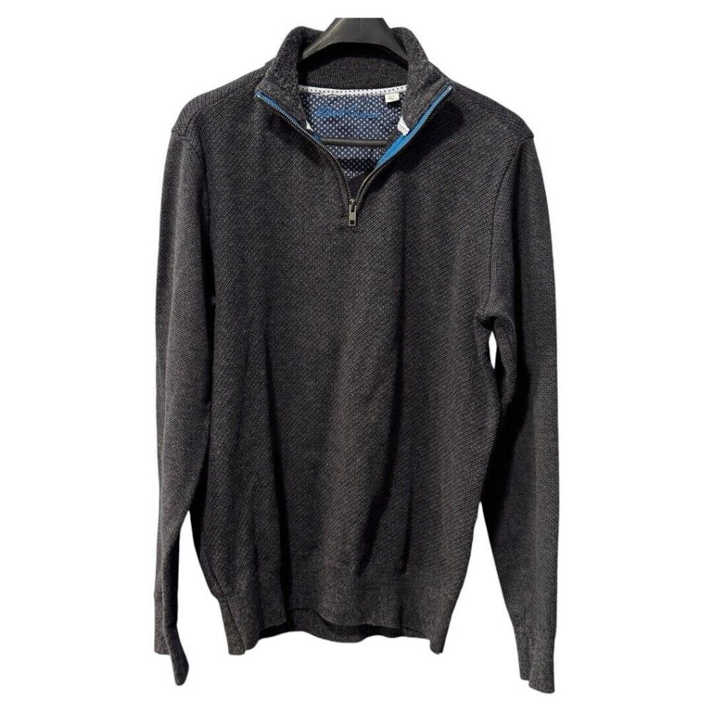 Robert Graham half zip dark‎ grey mens size medium pull over sweater